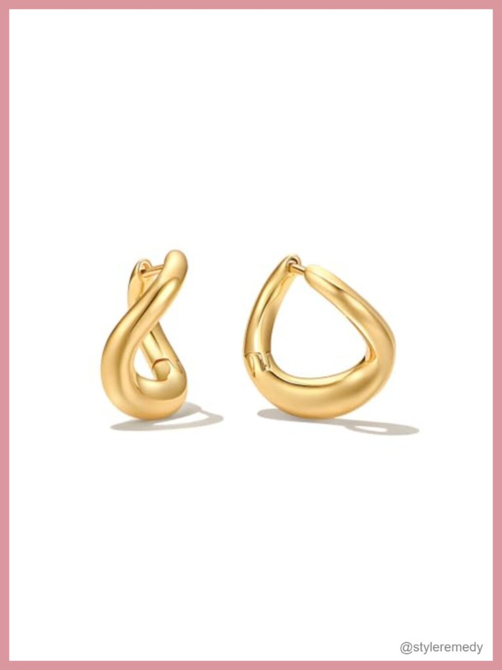 Gold Teardrop Hoop Earrings Chunky Waterdrop Huggie Women Statement